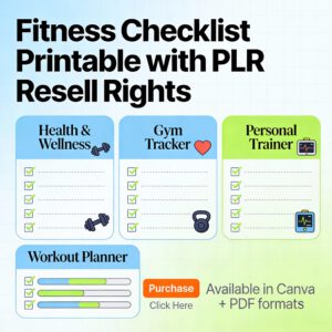 Printable Fitness Checklist with PLR Resale Rights.