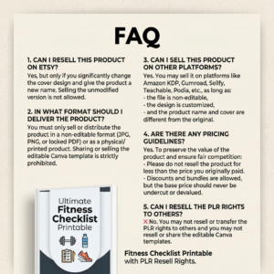 Resellable Fitness Checklist Printable With PLR